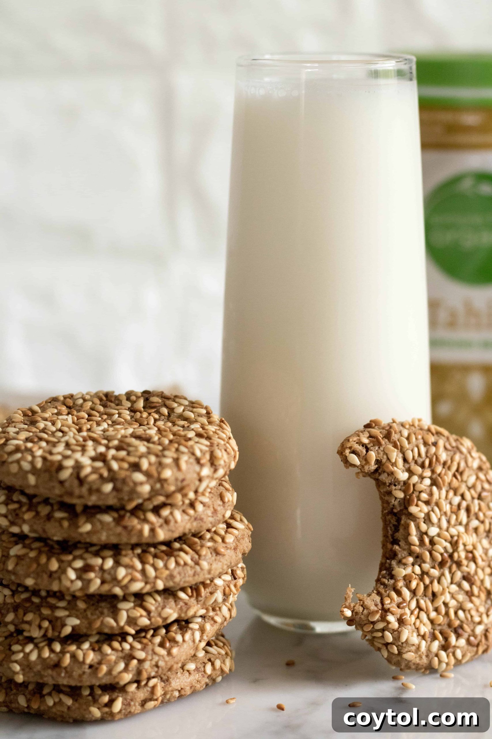 Sesame tahini cookies featuring a brand's product