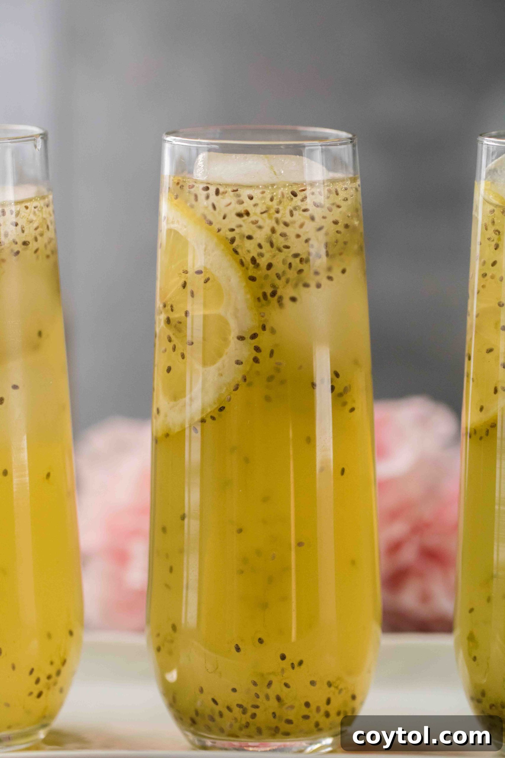 Summertime keto matcha lemonade with chia seeds