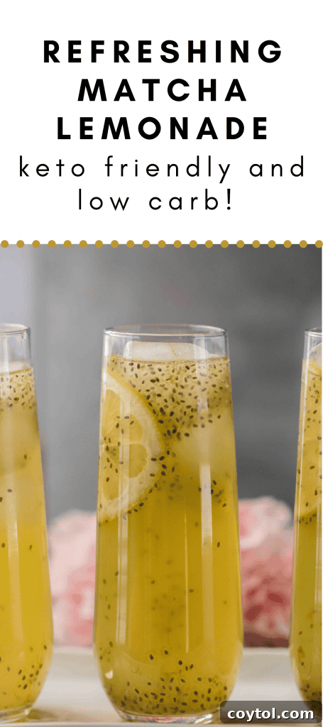 Refreshing matcha lemonade recipe card pin