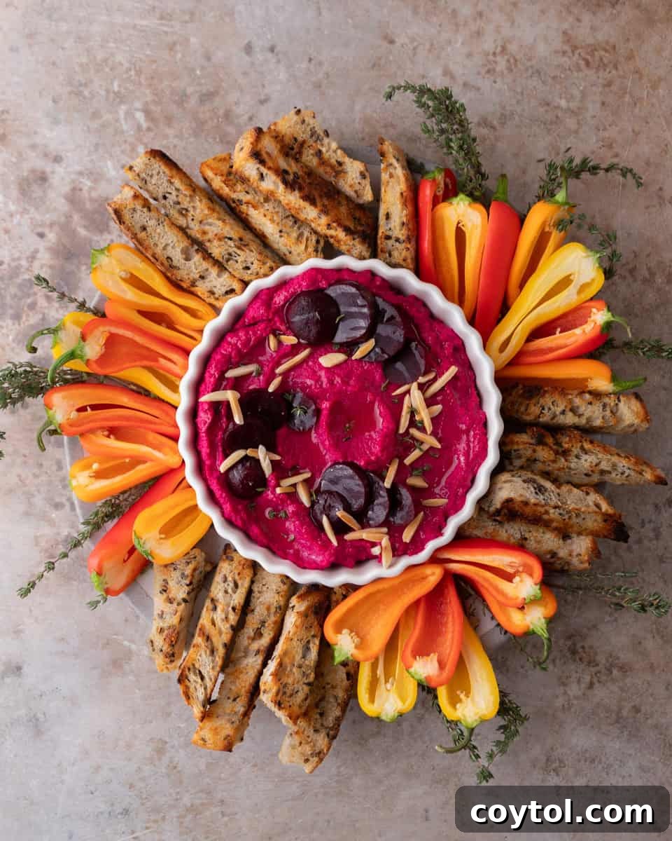 Colorful appetizer platter with dip and fresh vegetables