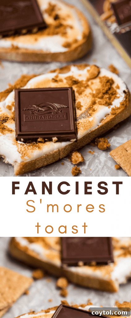 Fancy easy s'mores toast recipe - vertical pin image