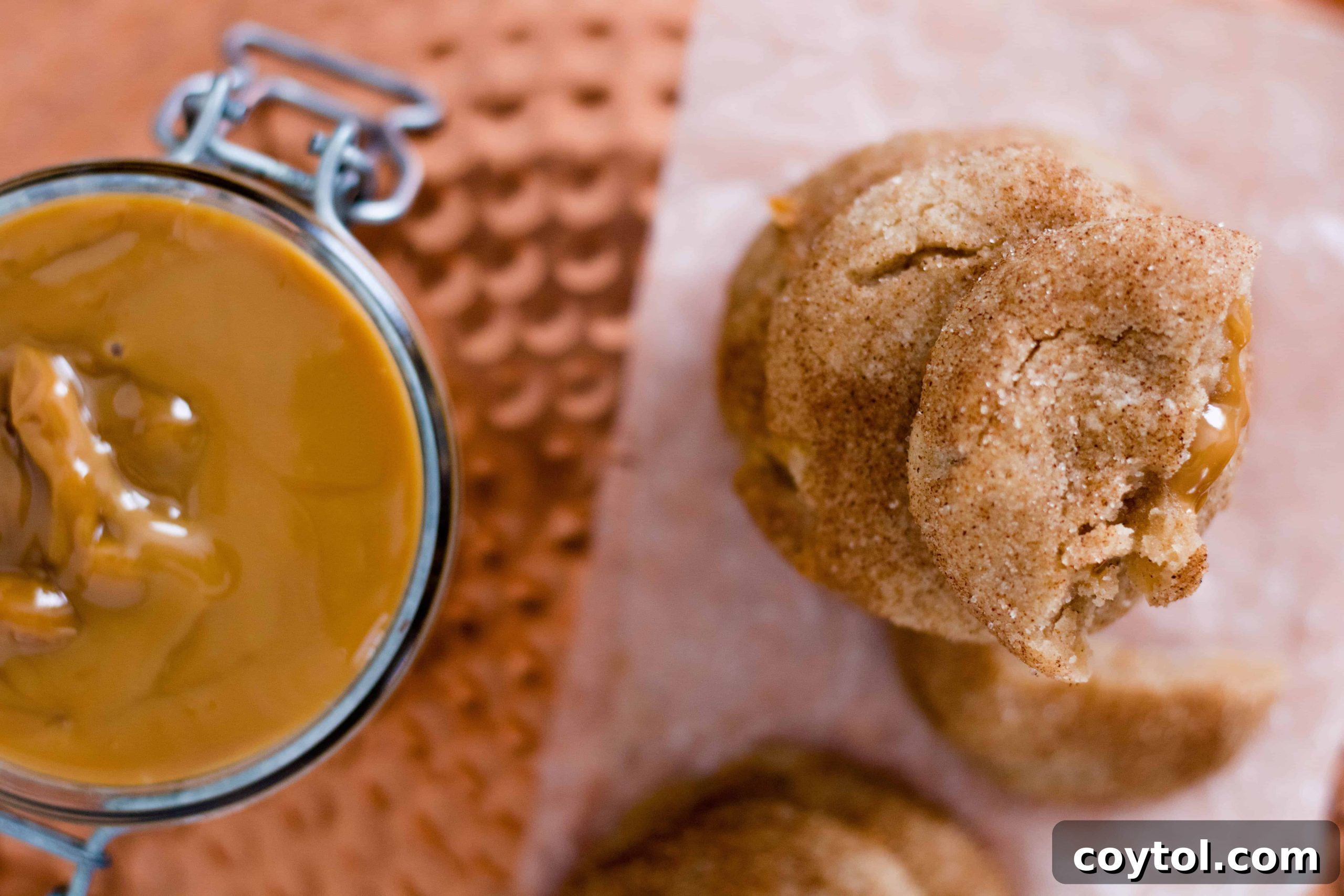 Snickerdoodle cookies with dulce de leche