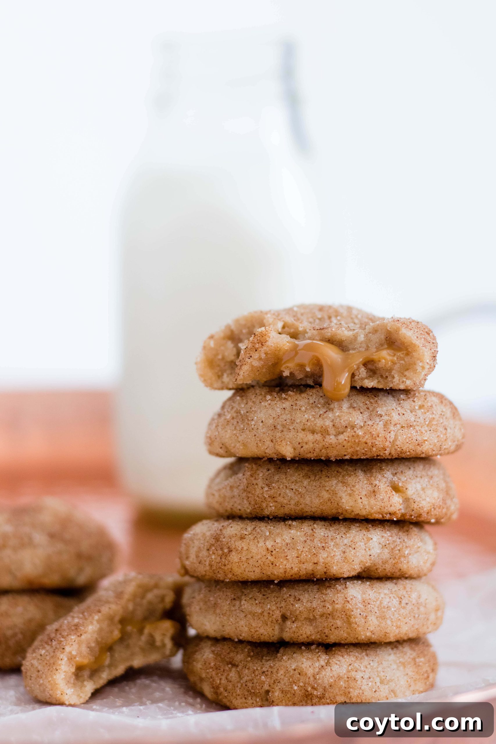 Dulce de leche stuffed snickerdoodle cookies