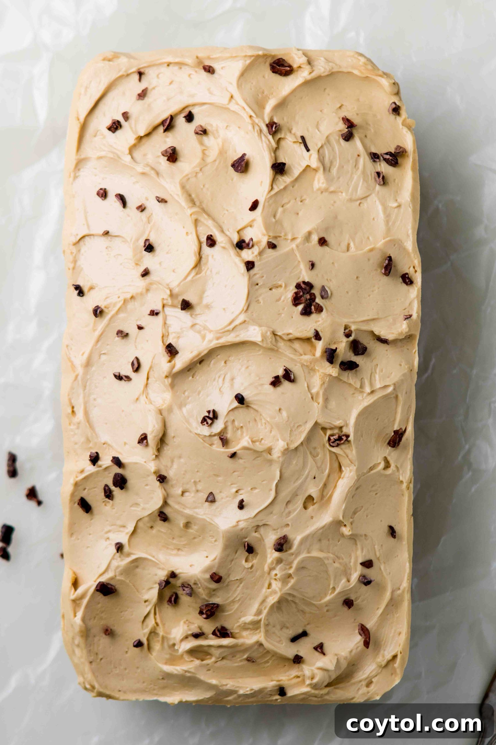 No powdered sugar coffee frosting on chocolate cake