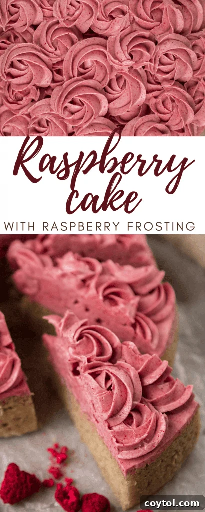Raspberry butter cake with pink raspberry frosting