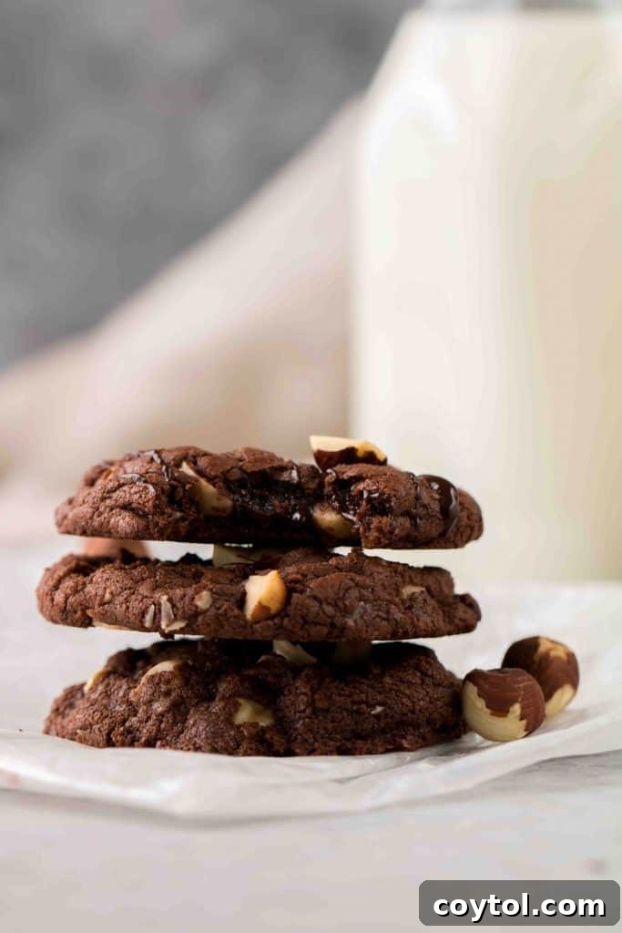 Chewy brownie cookies with nuts