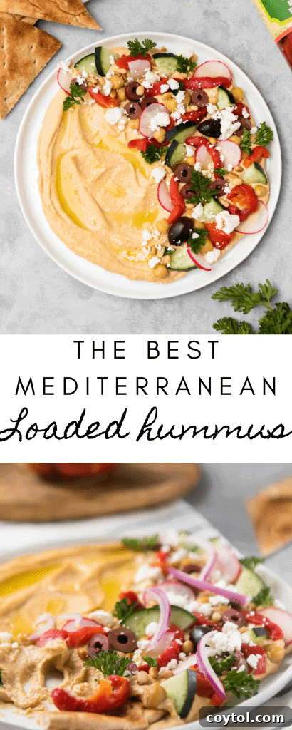 The best Mediterranean Loaded Hummus for pinning