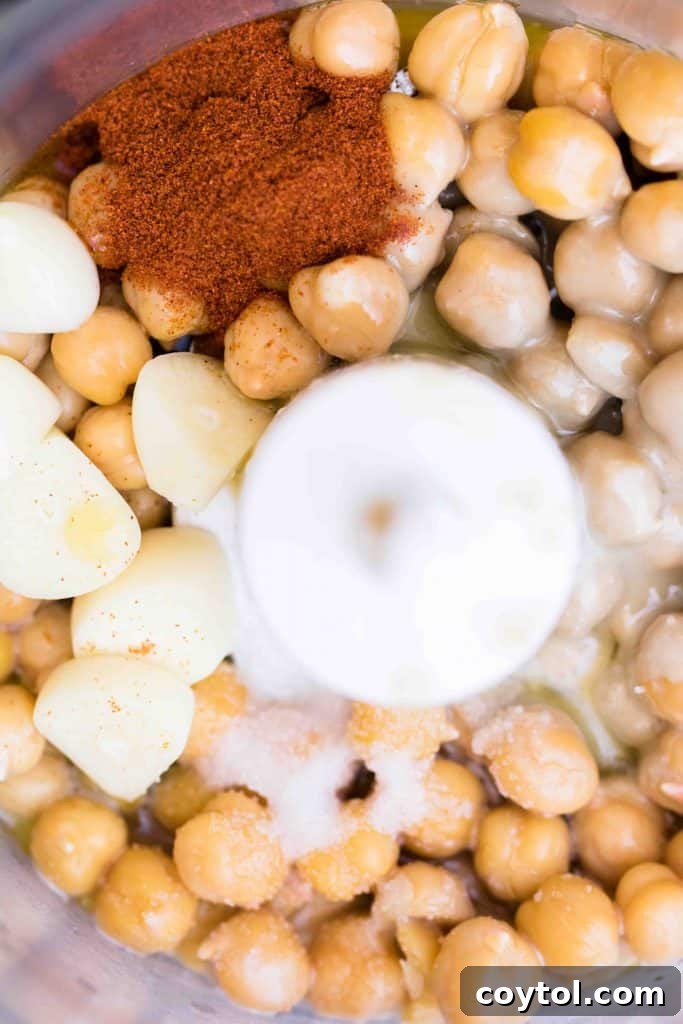 Loaded hummus ingredients laid out before preparation