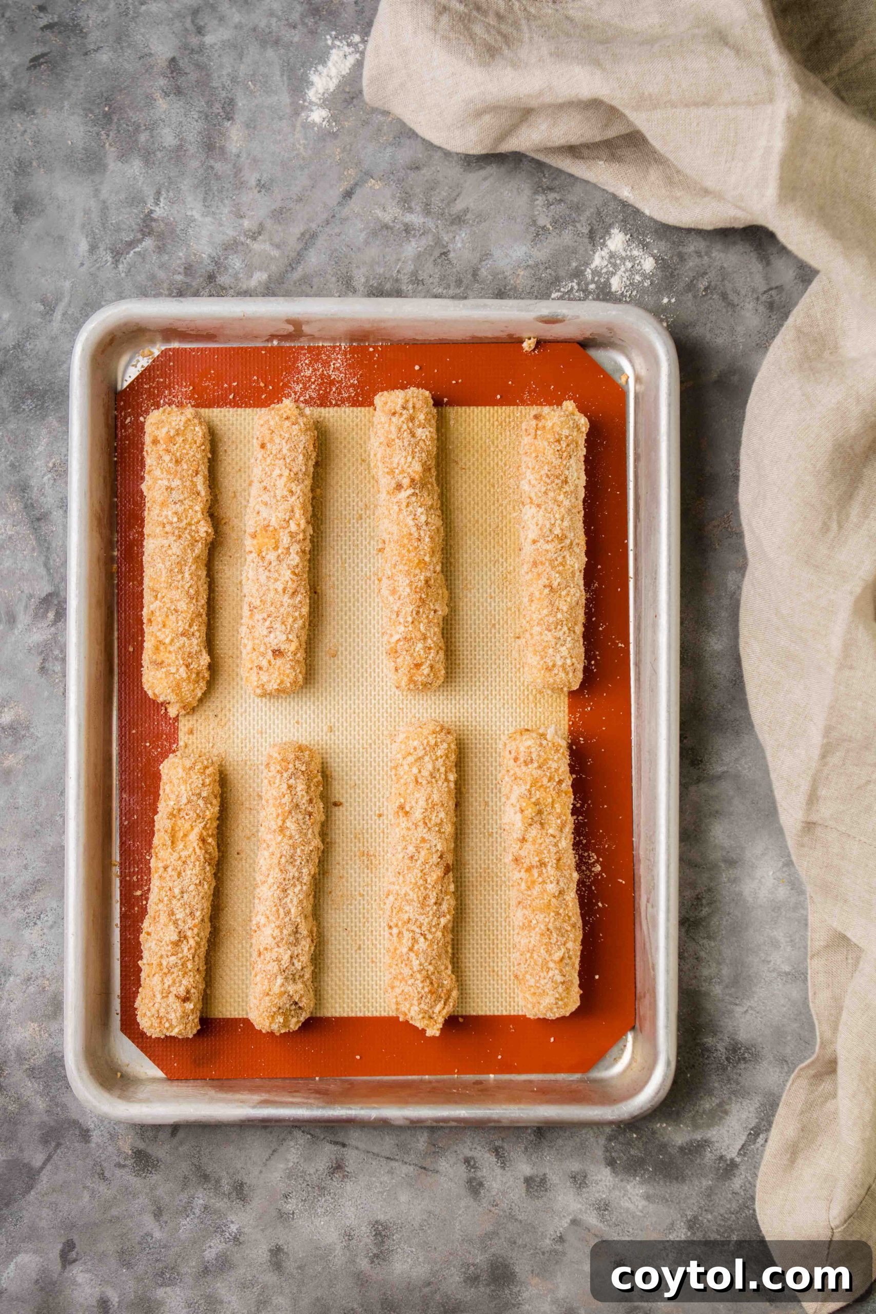 Step by step to make air fryer mozzarella sticks