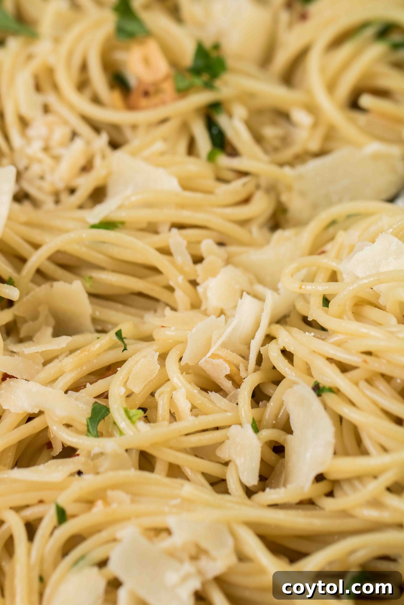 Spaghetti with garlic and parmesan cheese