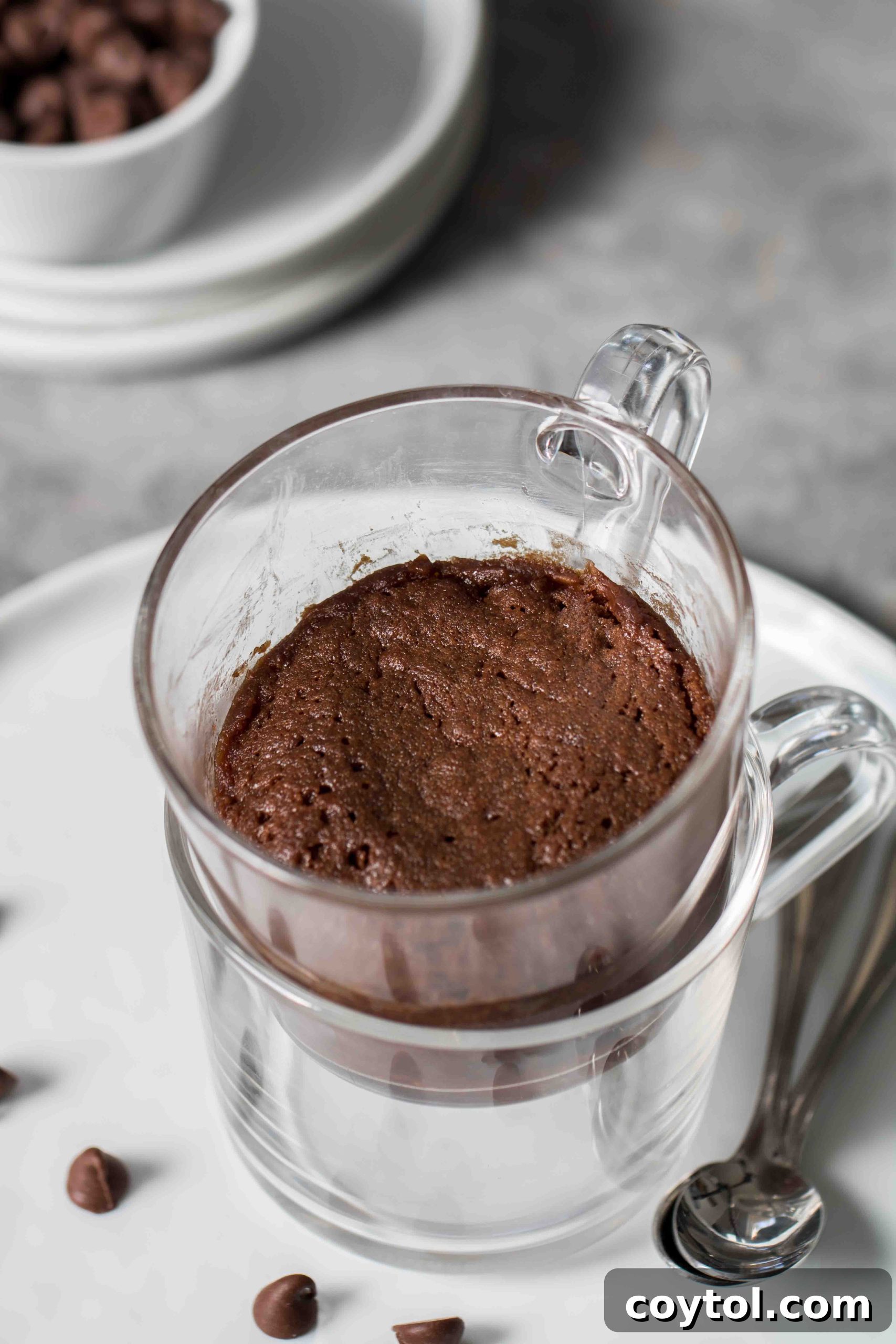 chocolate Brownie in a clear mug