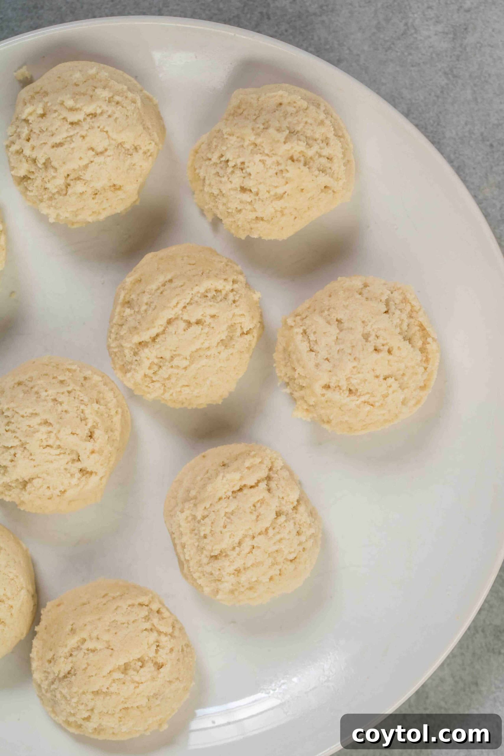vanilla sugar cookie dough balls on a plate