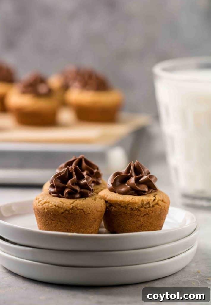 Peanut butter cookie cups with chocolate frosting