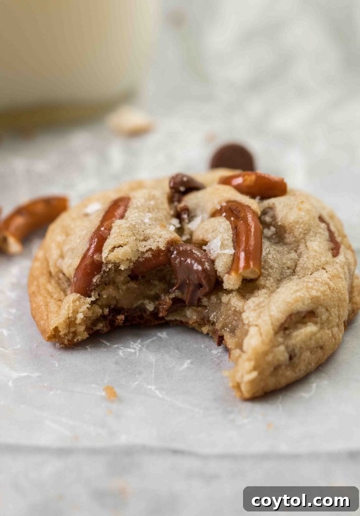 Soft and chewy pretzel chocolate chip cookies