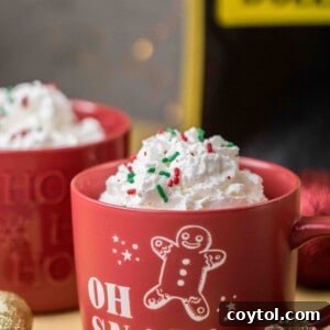 Christmas mug cake in a cute Christmas mug, ready to be served