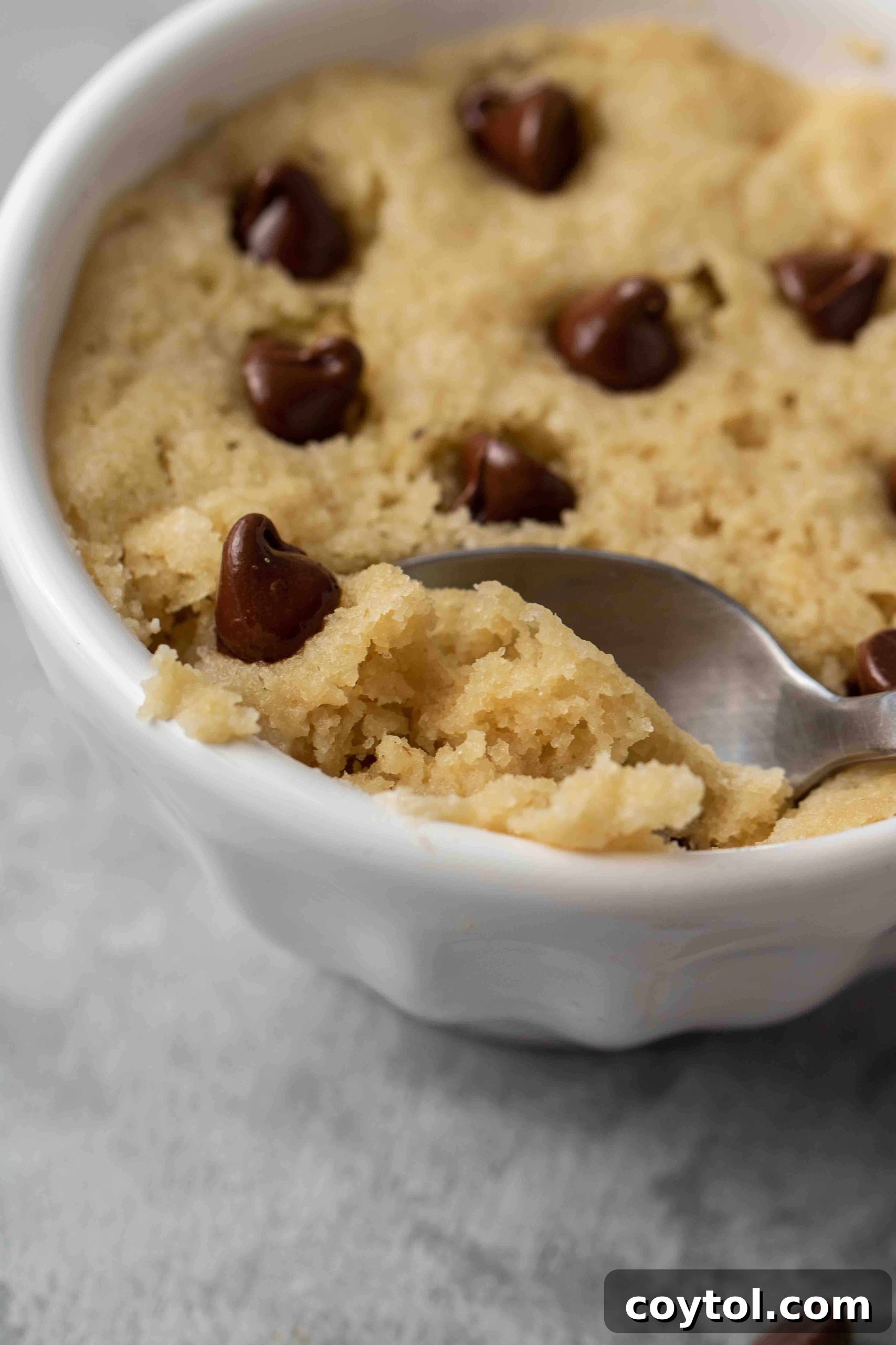 Guilt-Free Vegan Chocolate Chip Mug Treat 2 Decadent and healthy vegan chocolate chip mug cookie, perfect for satisfying cravings