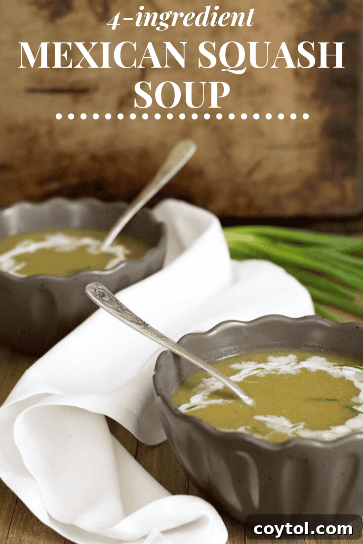 A close-up of a serving of 4-Ingredient Zucchini Soup with a swirl of cream.