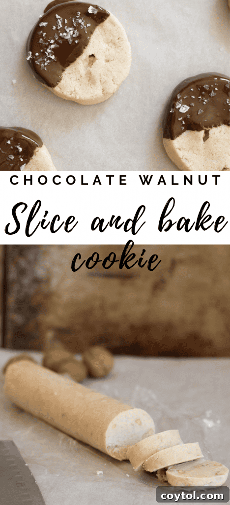 Decadent Chocolate Walnut Slice and Bake Cookies 10 Chocolate walnut slice and bake cookies with chocolate drizzle