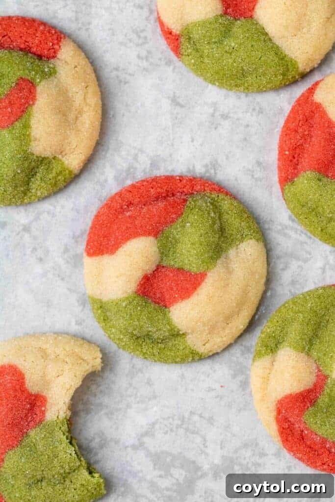Vibrant Swirled Christmas Sugar Cookie Recipe 4 Red green and white cookies