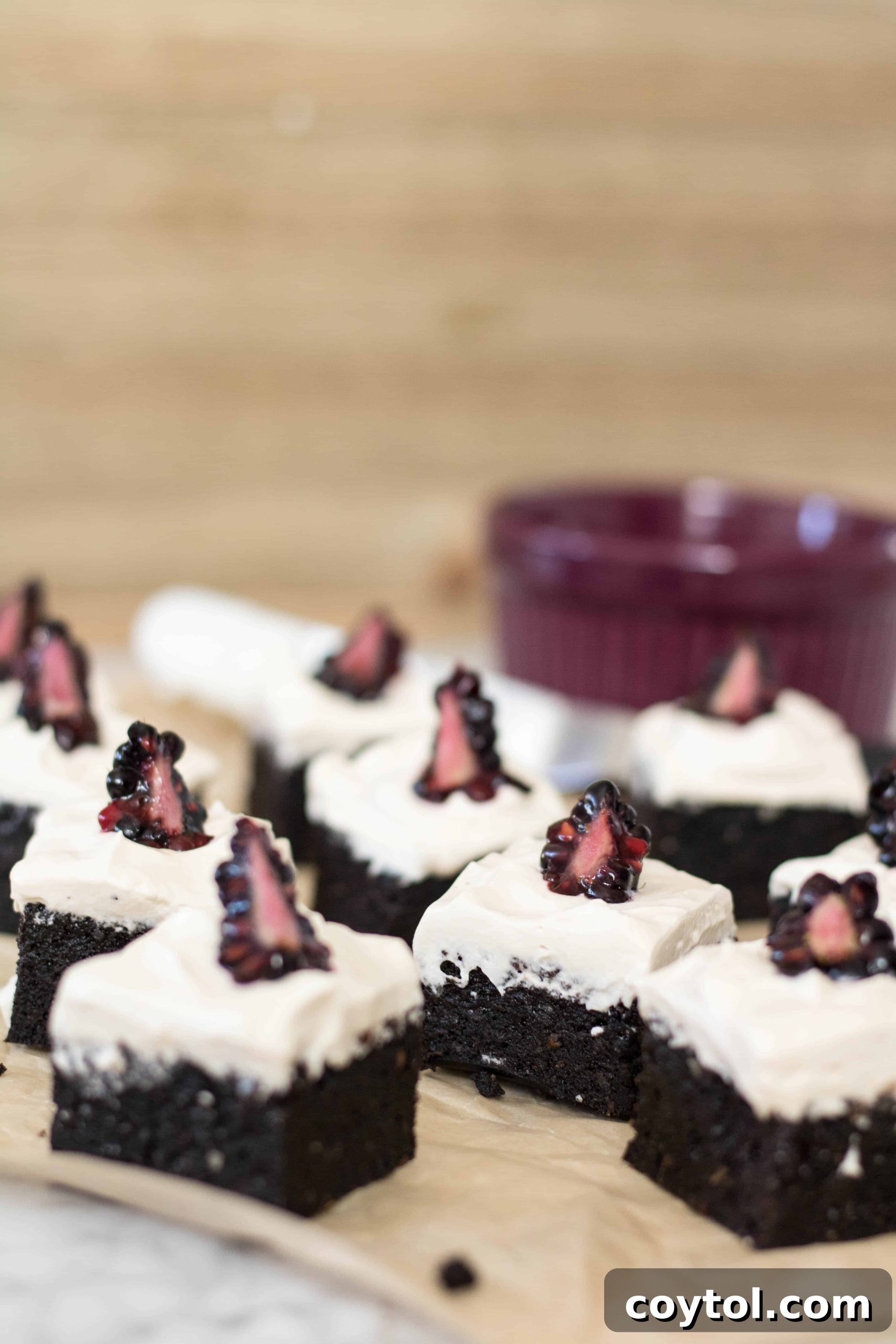 Velvet Sweet Potato Fudge Brownies 14 Delicious sweet potato brownies topped with whipped cream and berries