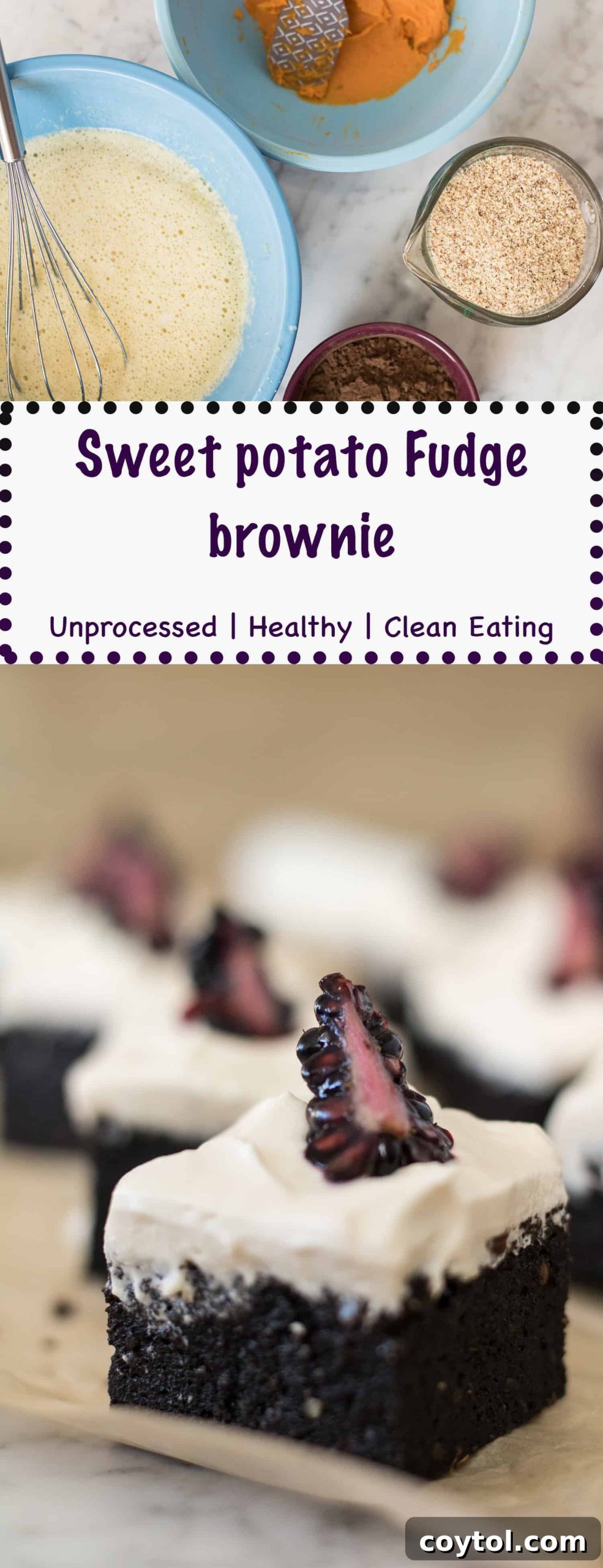 Velvet Sweet Potato Fudge Brownies 16 Pin this awesome healthy sweet potato fudge brownie recipe on Pinterest for later
