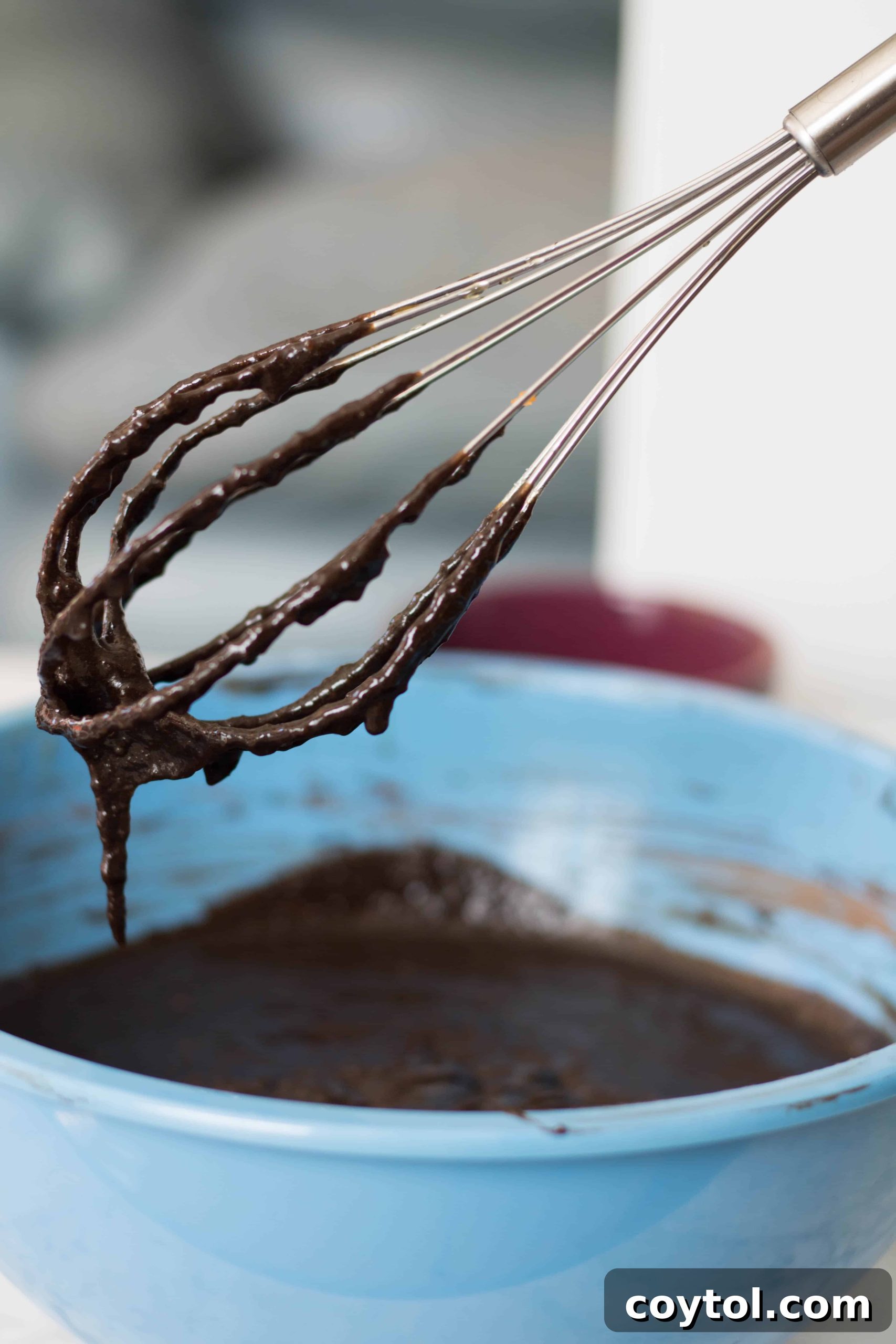 Velvet Sweet Potato Fudge Brownies 7 Sweet potato brownie batter recipe, showing dry ingredients folded in