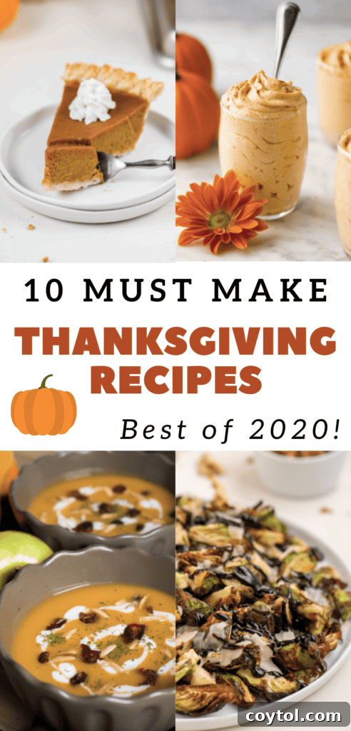 10 must make Thanksgiving recipes collage for Pinterest