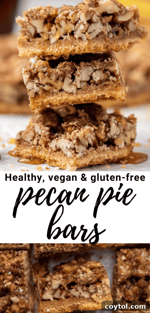 Pecan pie healthy bars, overhead shot with fall decorations.