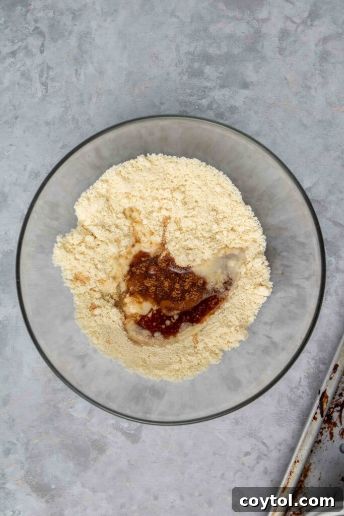 Mixing ingredients for the gluten-free shortbread crust.