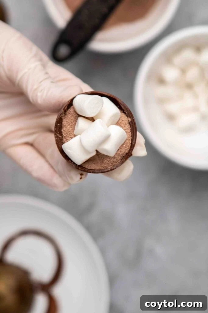 Close up of chocolate bomb halves