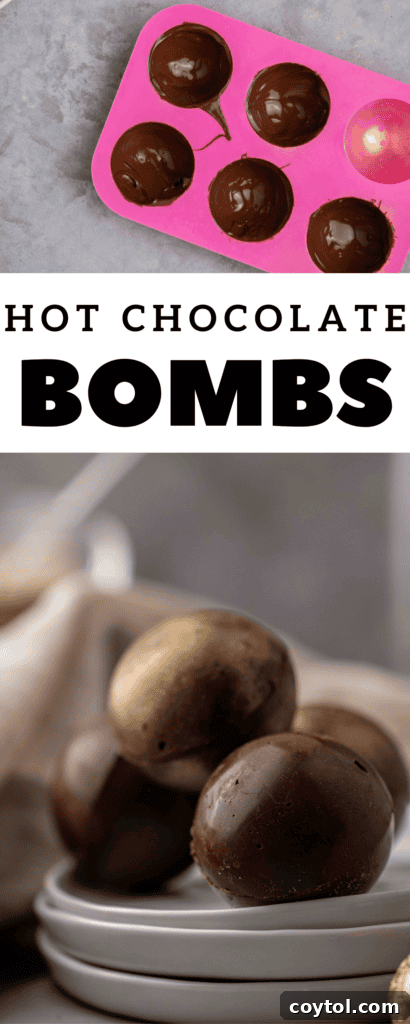 Pinterest pin for hot chocolate bombs