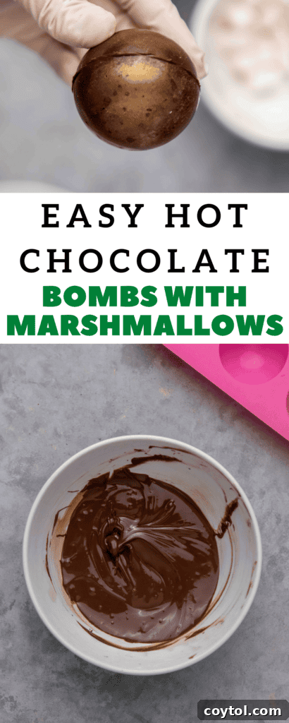Third Pinterest pin showcasing hot cocoa bombs