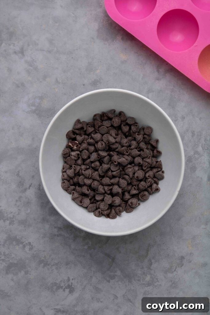 Melted chocolate chips in a bowl
