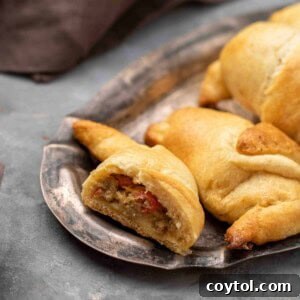 Zesty Rotel Beef and Cheese Crescents 9 Cheese and ground beef crescent rolls, a perfect party appetizer