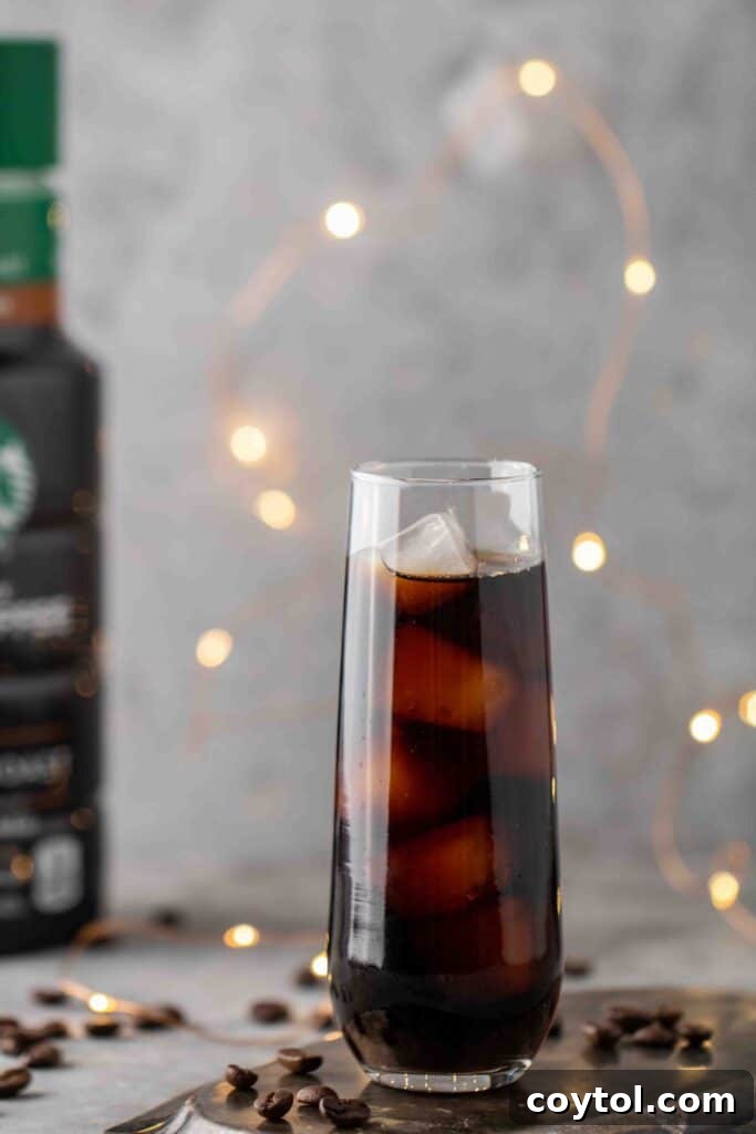 Tall glass of iced coffee