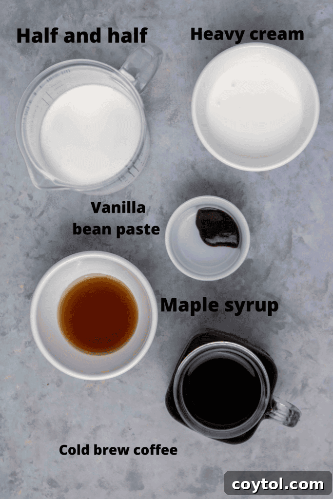 Ingredients for vanilla sweet cream