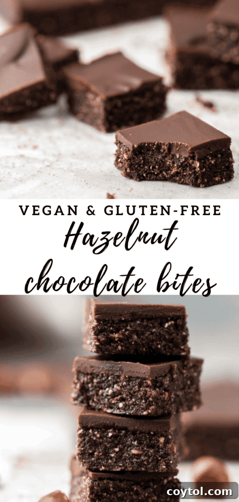 Two stacked vegan Nutella chocolate hazelnut bars for Pinterest