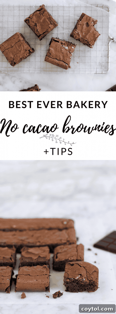 Brownies with no cocoa powder – a perfect Pinterest pin image.