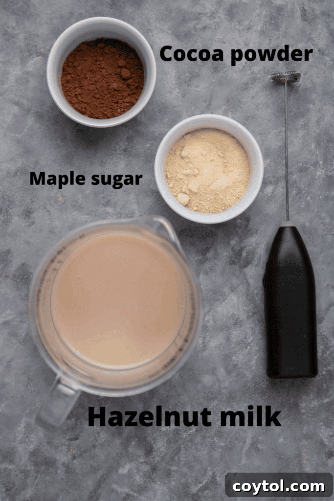 Guilt-Free 3-Ingredient Hazelnut Hot Chocolate 4 High-quality Dutch-processed cocoa powder