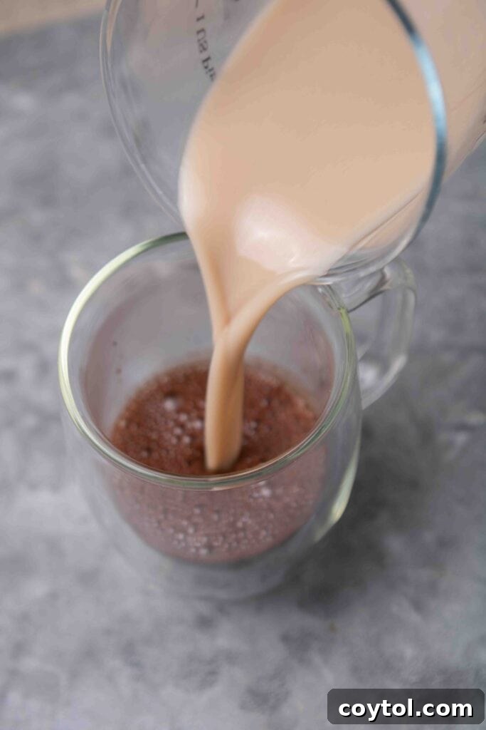 Guilt-Free 3-Ingredient Hazelnut Hot Chocolate 7 Frothing hazelnut hot chocolate