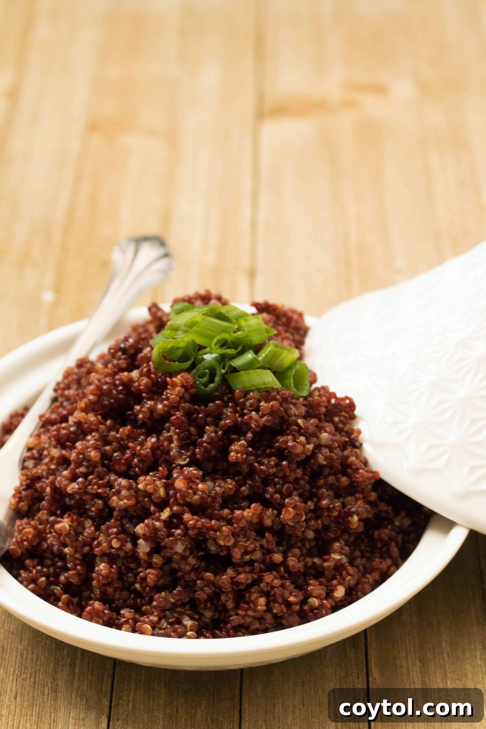 Cooked red quinoa - fluffed
