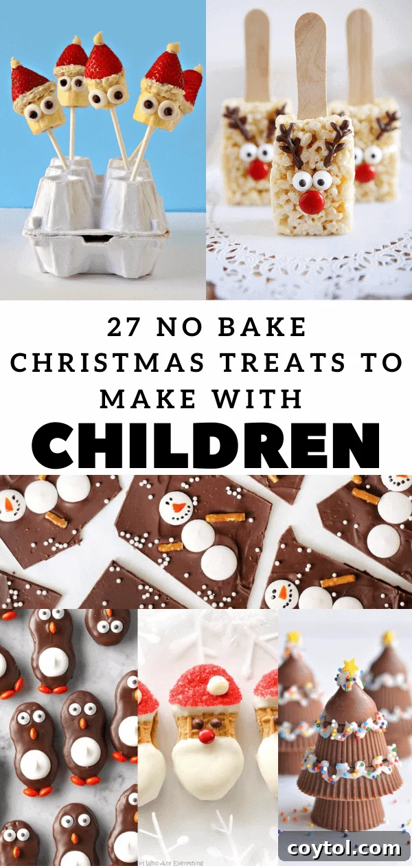 A festive array of no-bake Christmas treats ready to be made with kids.