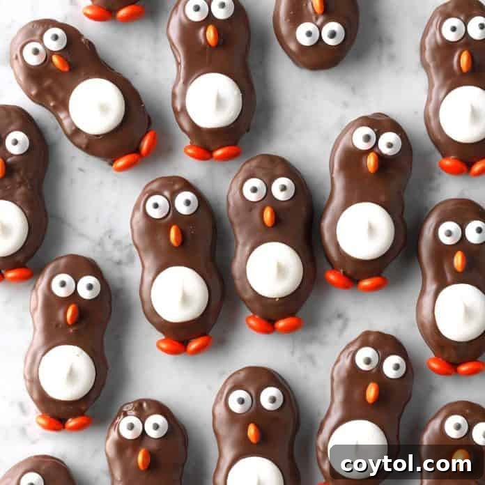 Easy Christmas dessert, peanut butter penguins for kids.