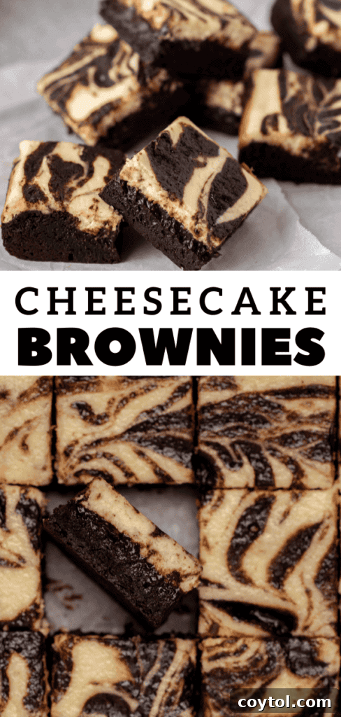 Decadent Fudgy Cheesecake Brownies 19 Cheesecake brownies with a perfect swirl, ideal for Pinterest sharing