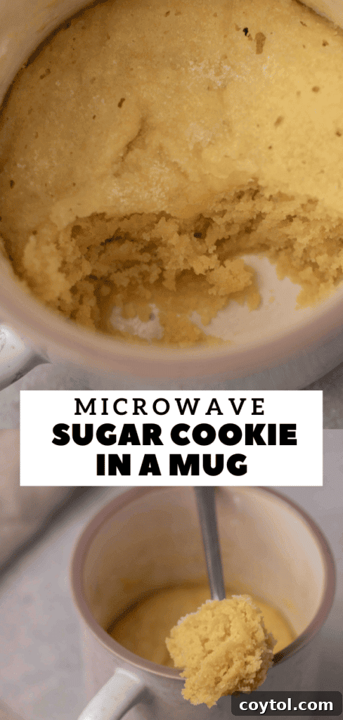 Microwave sugar cookie in a mug, a soft and chewy single serving.