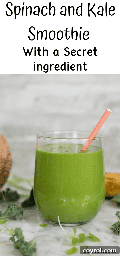 Fresh green smoothie with a straw
