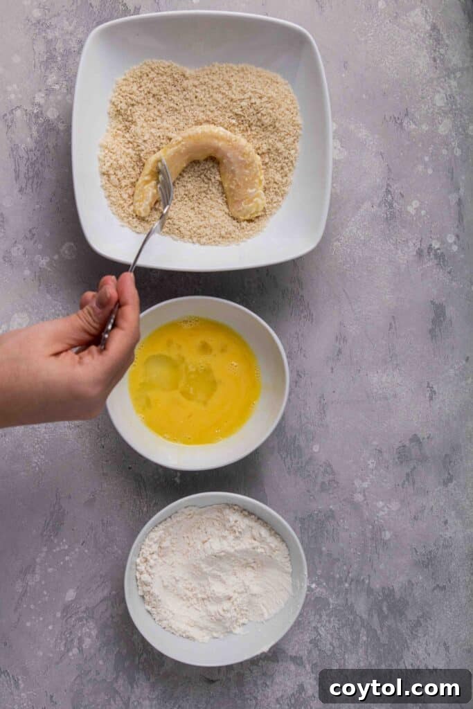 Coat the chicken fingers in the bread crumbs