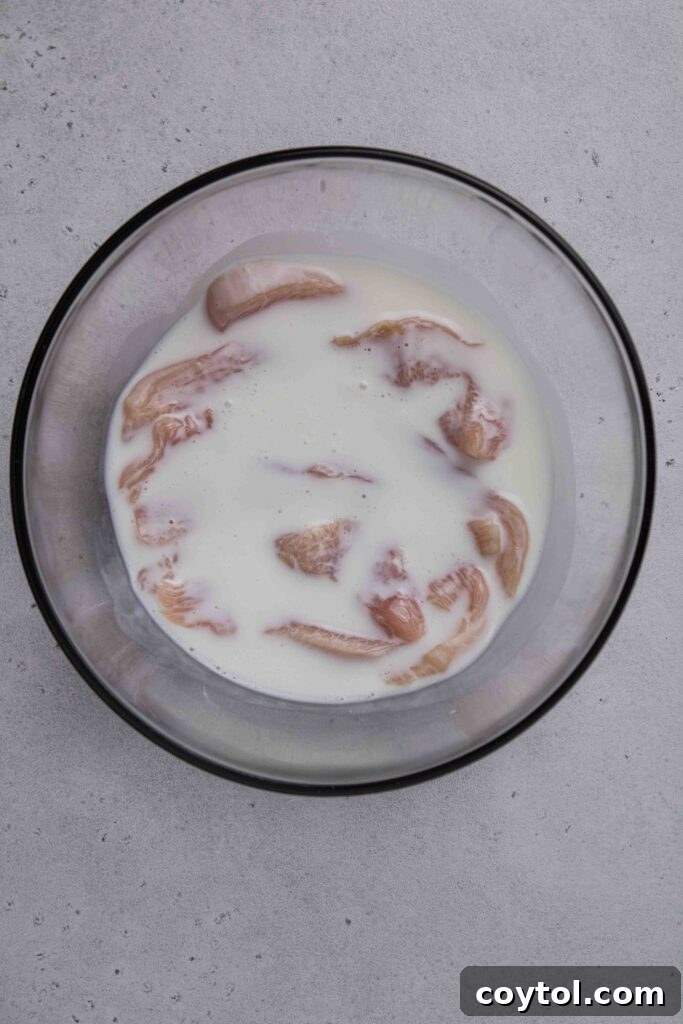 marinate the chicken tenders in buttermilk