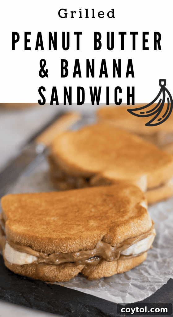 Pinterest collage for the grilled PB banana sandwich recipe
