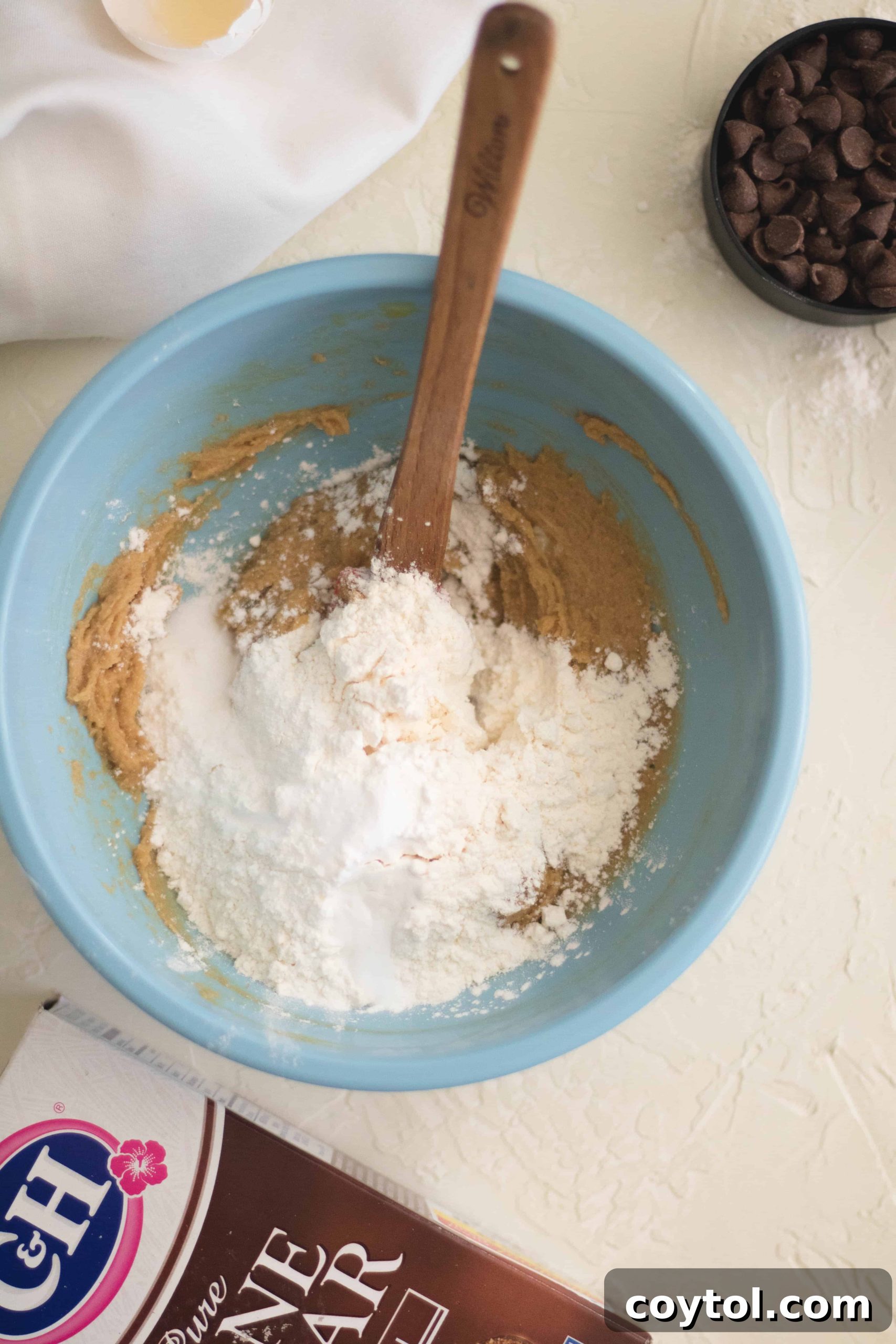 Step by step on making chewy chocolate chip cookies